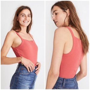 Madewell ribbed square neck tank bodysuit (Coral/Small)